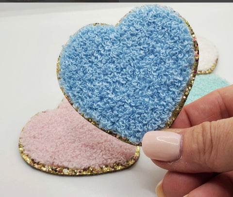 Light Blue Chenille Heart Patch