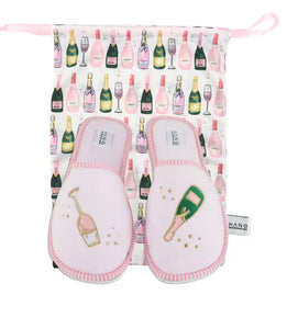 Champagne Foldable Slippers and Pouch Set