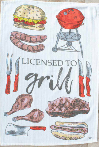 Licensed to grill tea towel