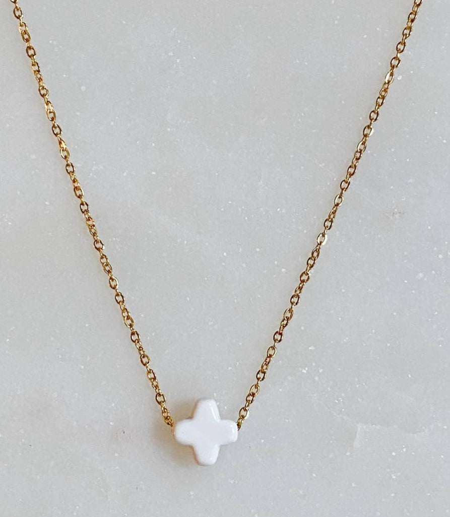 White cross necklace- so very blessed
