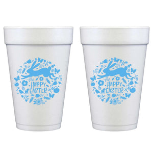 Blue Happy Easter Styrofoam Cups Set of 10