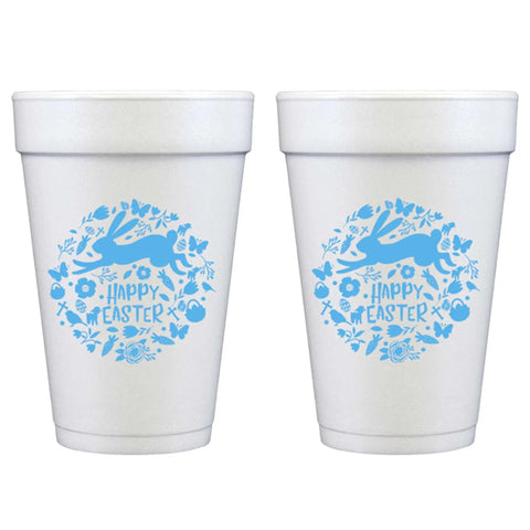 Blue Happy Easter Styrofoam Cups Set of 10