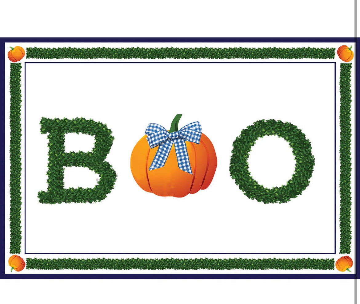 Boxwood boo paper placemats