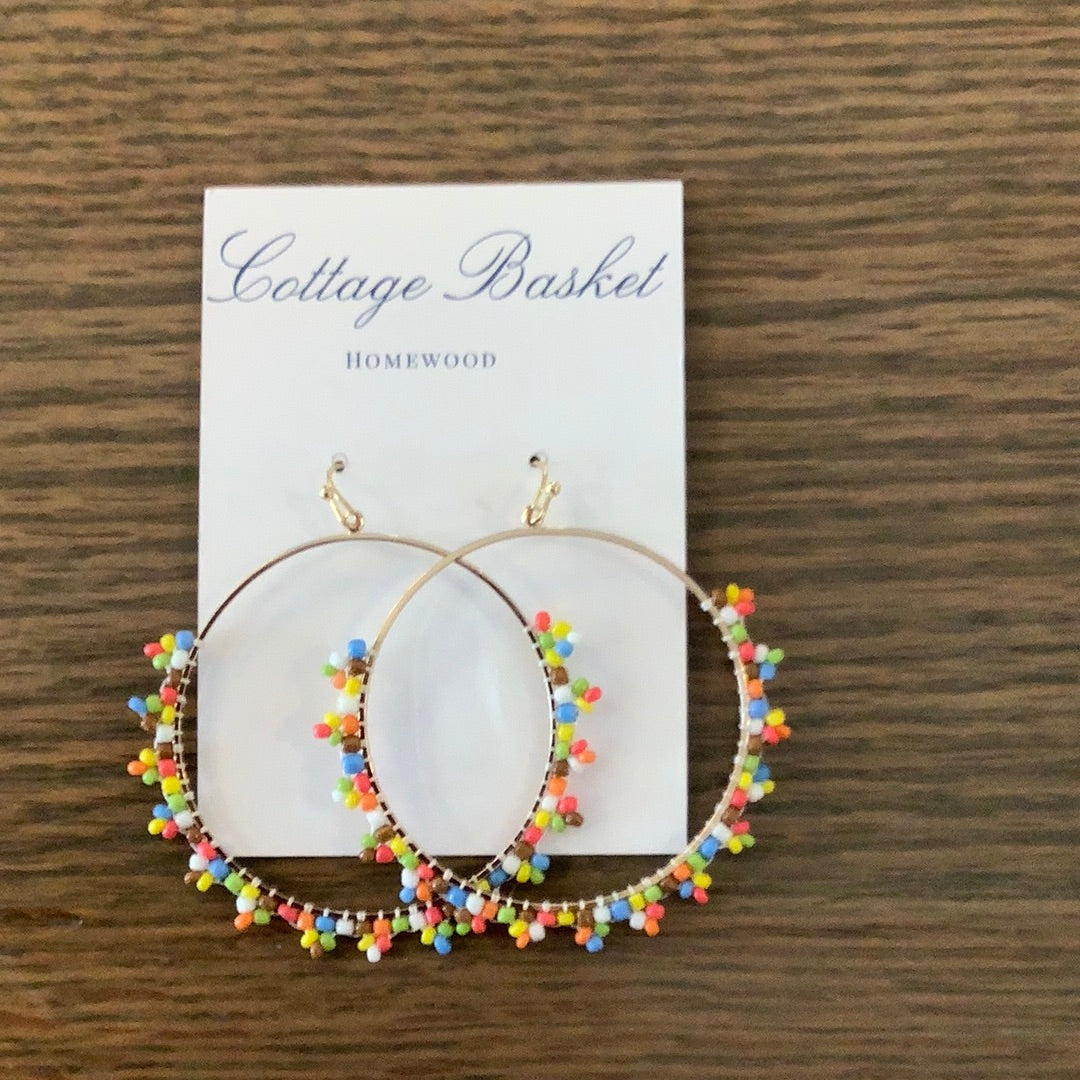 Rainbow beaded hoops