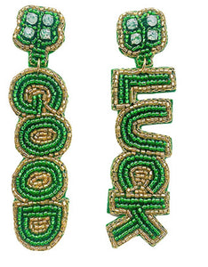 GOOD LUCK Beaded Earrings