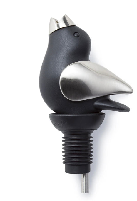 Black/silver chirpy wine topper