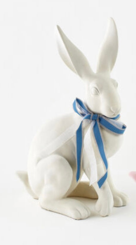 White Resin Flocked Bunny