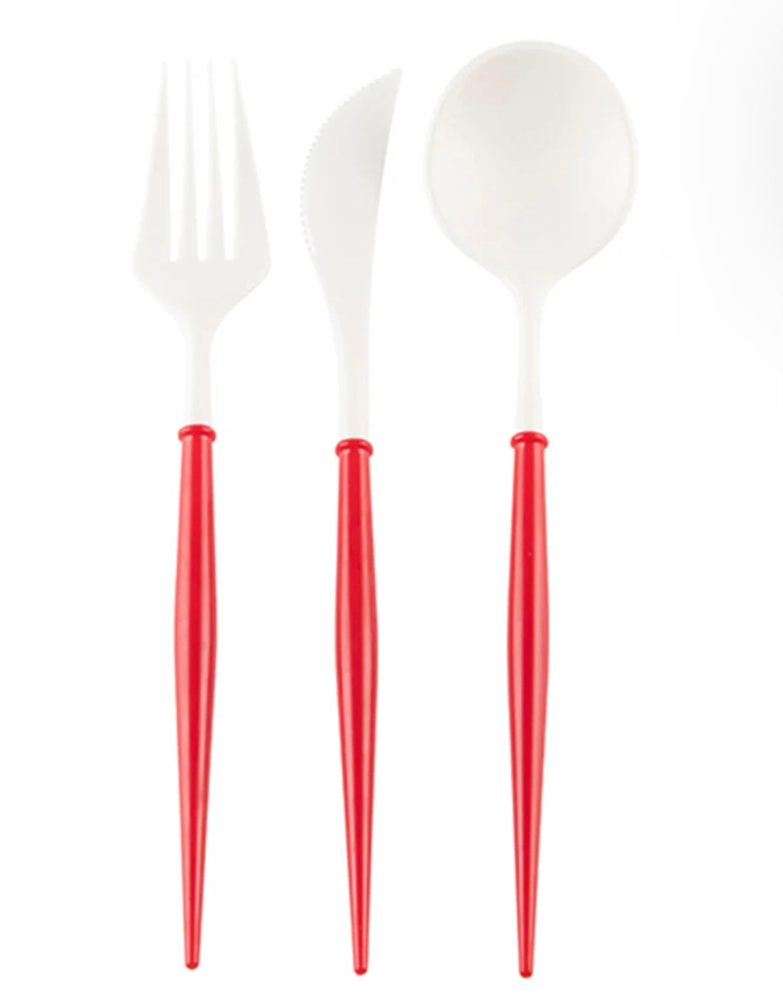 Red Handle Plastic Flatwear Set for 8