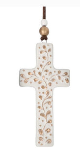 Cross gold/white ornament