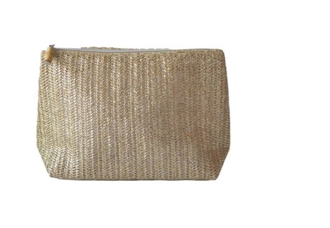 TRVL Clutch- Straw Metallic Gold