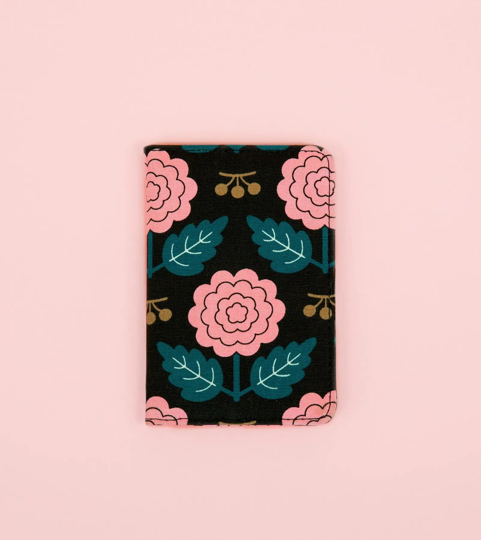 Brown and Pink Floral Passport Holder