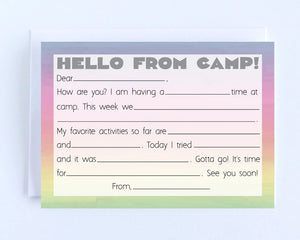 Rainbow Hello From Camp Notecards 10ct