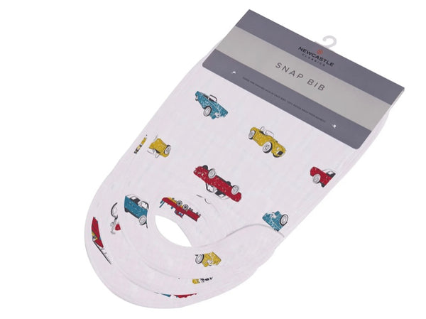 Cars, Trains, and Motorcycles Snap Bib Set