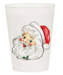 Frosted Plastic Santa Cups ( Set of 10)