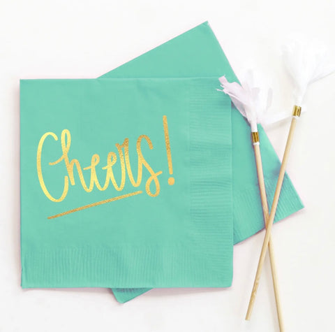 Cheers! Cocktail Napkins -Turquoise