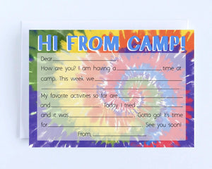 Tie Dye Hi From Camp Notecards 10ct