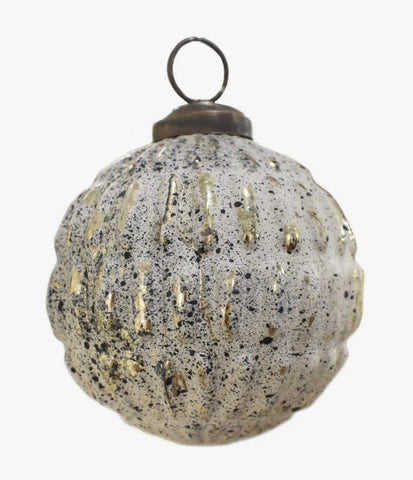 3.5” Textured Off-White Christmas Ball Ornament