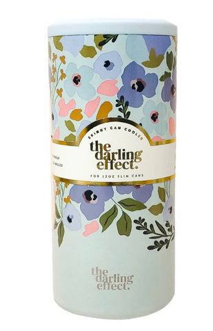 Blue floral can cooler