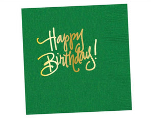 Green happy birthday napkins