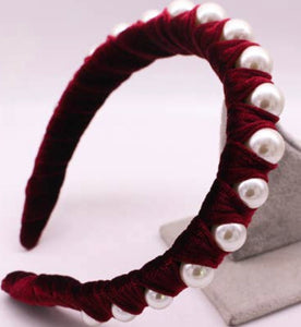Cranberry pearl headband