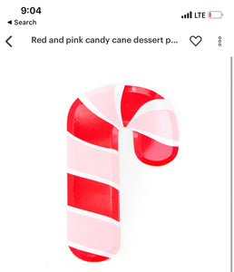 Red candy cane paper plate