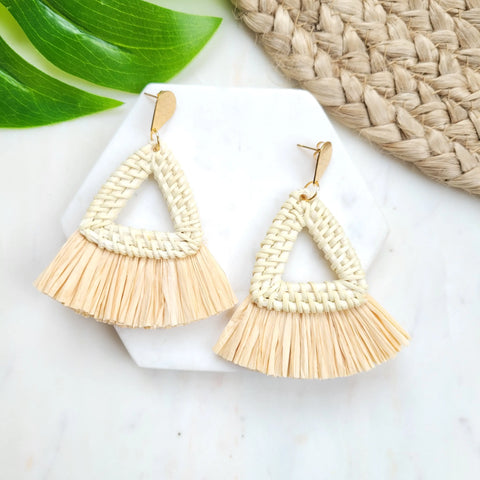 Woven Triangle Fringe Earrings