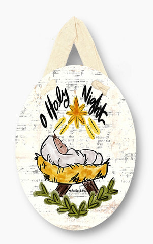 O Holy Night Wooden Painted Ornament