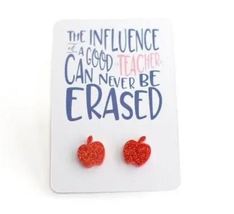 Red Glitter Apple Stud Earrings