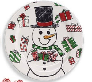 8” Snowman with Presents Ceramic Plate