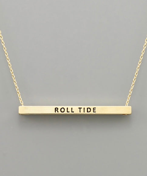 Gold Roll Tide Bar Necklace