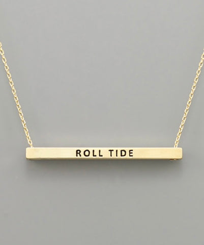 Gold Roll Tide Bar Necklace