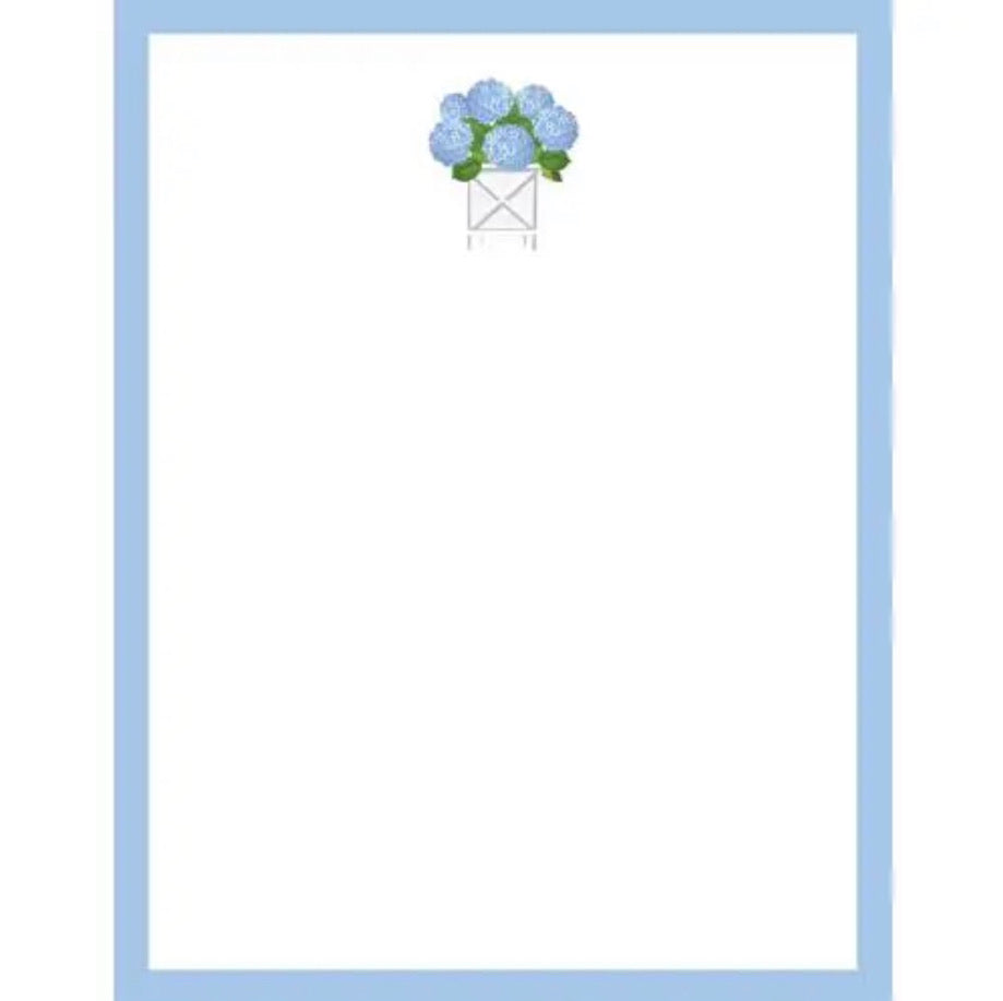 Hydrangea Notepad with Blue Border