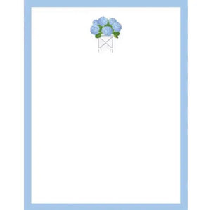 Hydrangea Notepad with Blue Border