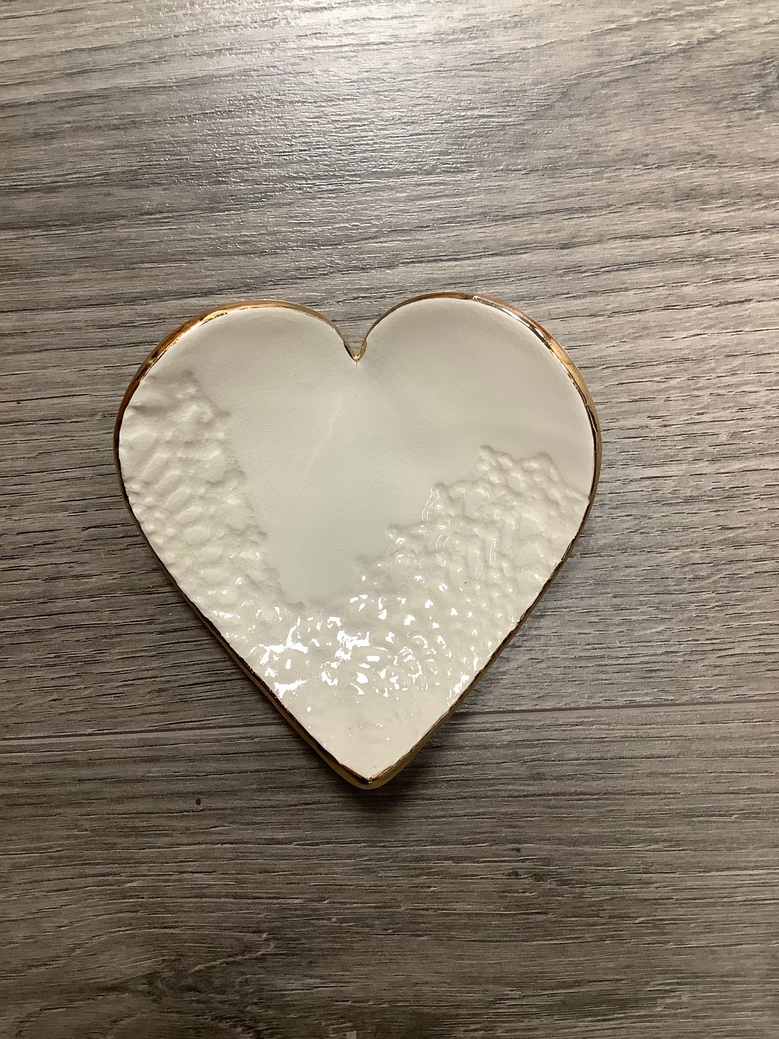 Ivory Heart Pottery Ring Dish