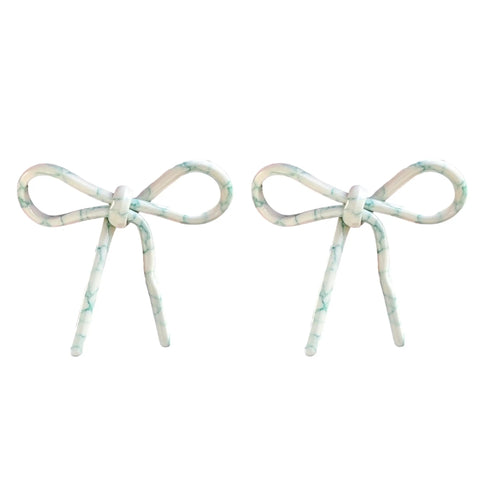 Aqua Marble Bow Earrings