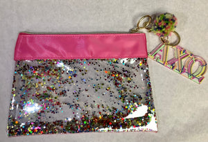 Sorority Confetti Pouch with Keychain- Alpha Chi Omega