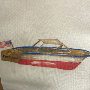 American flag boat- plain tea towel