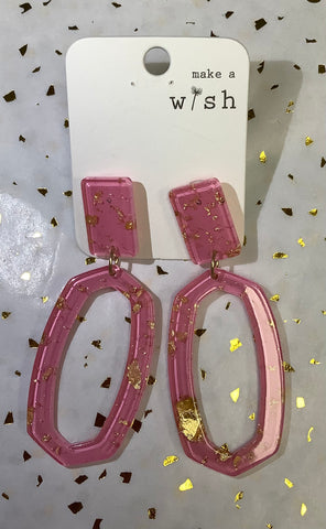 Pink with Gold Fleck Acrylic Earrings