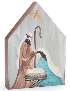 Painted Wood Nativity Shelf Sitter