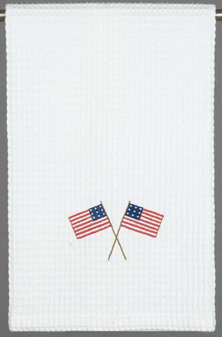 Embroidery flag tea towel