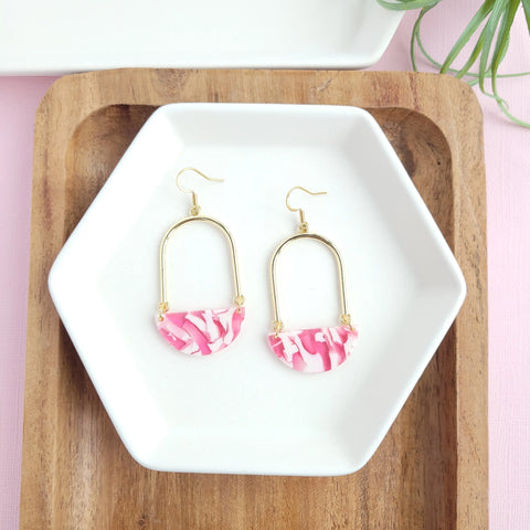 Pink and Gold Drop Earrings