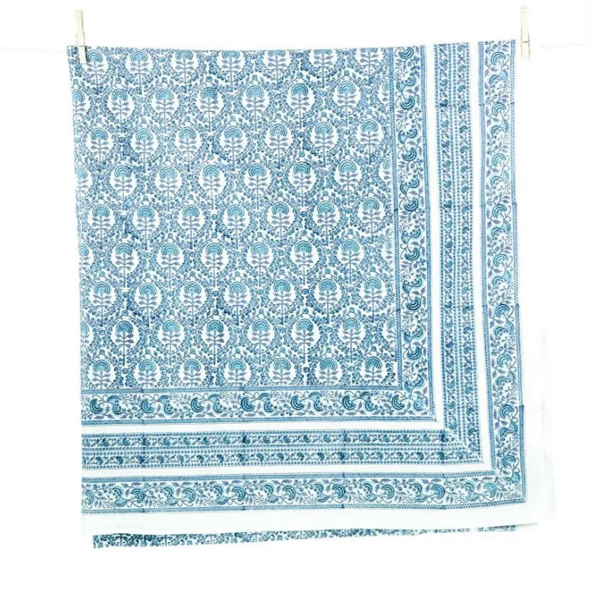 Caroline Blue Floral Tablecloth (60” x 90”)