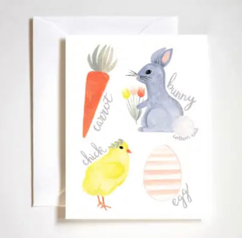 Carrot, Bunny, Chick, Egg Easter Card