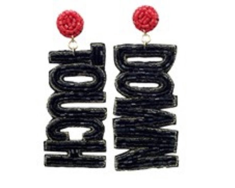 Black/Red Touch Down Beaded Earrings