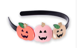 Pumpkin/black girls headband