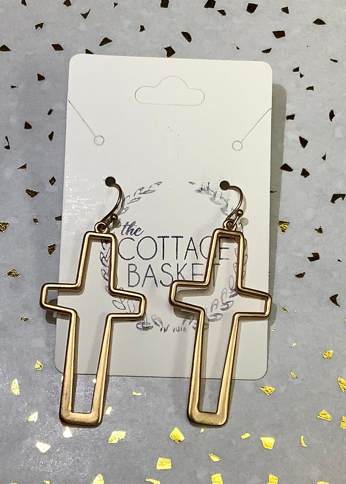 Gold Cross Outline Earrings