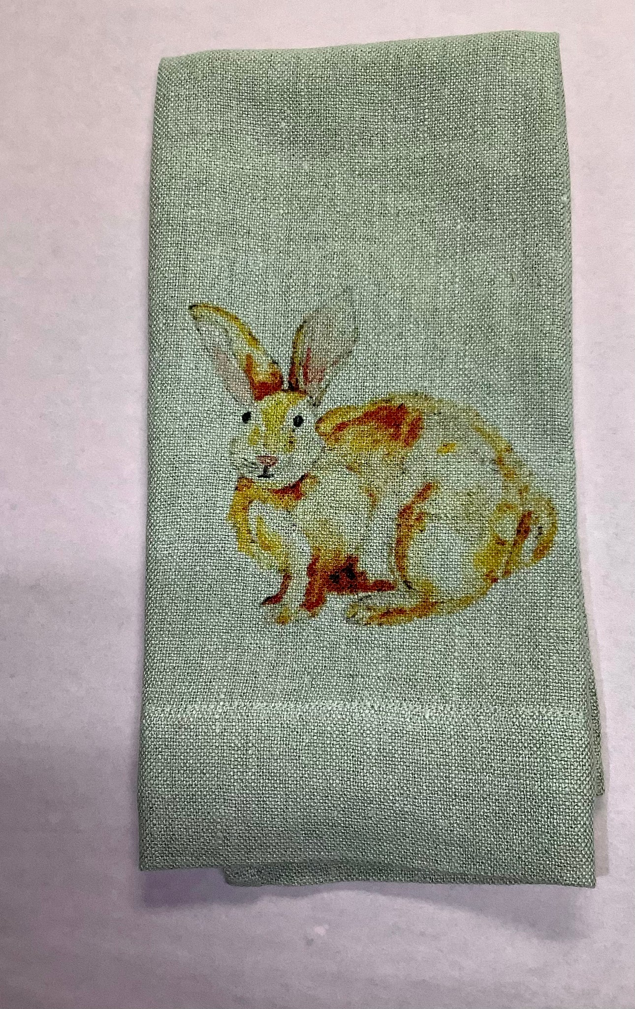 Taupe Linen Bunny Hand Towel