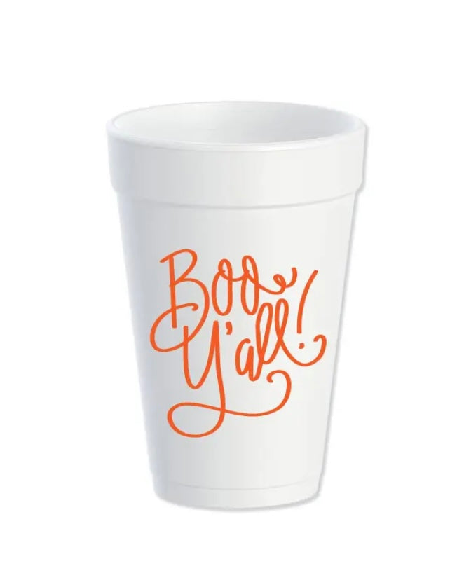 Boo Y’all Styrofoam Cups (Pack of 12)