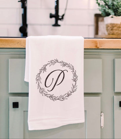 Monogram Tea Towel- Letter “P”