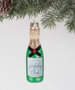 Champagne Bottle Glass Ornament